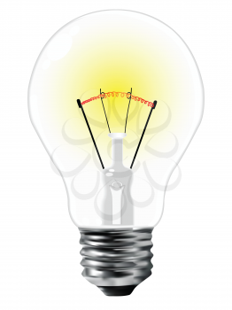 realistic light bulb over white background, abstract vector art illustration, image contains gradient mesh