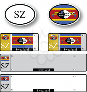 swaziland auto set against white background, abstract vector art illustration, image contains transparency