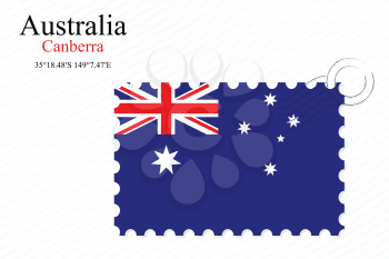 australia stamp design over stripy background, abstract vector art illustration, image contains transparency