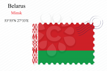 belarus stamp design over stripy background, abstract vector art illustration, image contains transparency