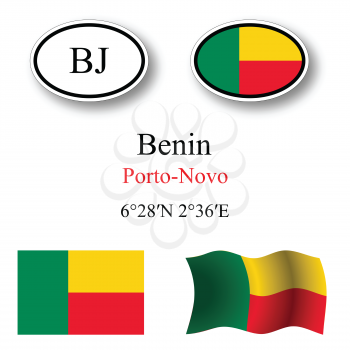 benin icons set against white background, abstract vector art illustration, image contains transparency
