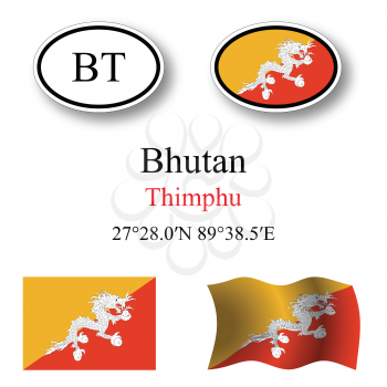bhutan icons set against white background, abstract vector art illustration, image contains transparency