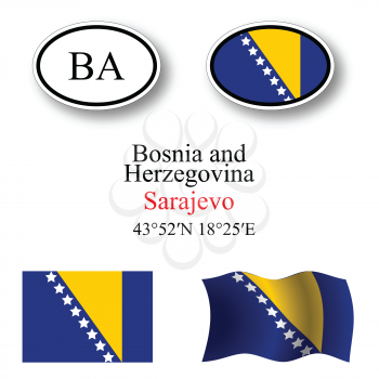bosnia and herzegovina icons set icons set against white background, abstract vector art illustration, image contains transparency