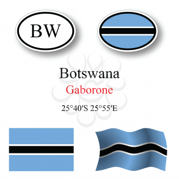 botswana icons set icons set against white background, abstract vector art illustration, image contains transparency