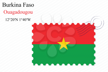 burkina faso stamp design over stripy background, abstract vector art illustration, image contains transparency
