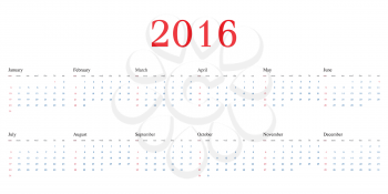calendar 2016, abstract vector art illustration