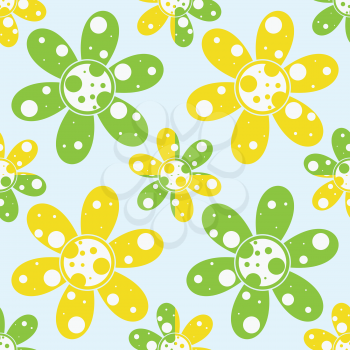 circles and flowers pattern, seamless texture, vector art illustration