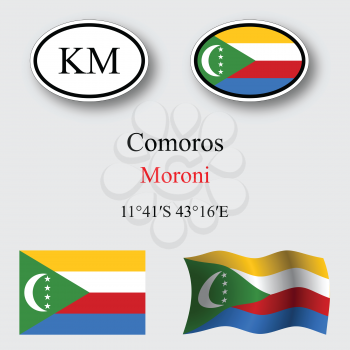 comoros icons set against gray background, abstract vector art illustration, image contains transparency