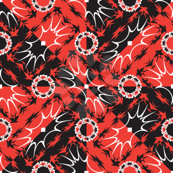 complex wavy red and black texture, abstract seamless pattern, vector art illustration