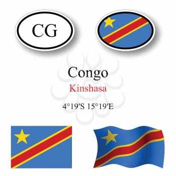 congo icons set against white background, abstract vector art illustration, image contains transparency