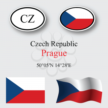 czech republic icons set against gray background, abstract vector art illustration, image contains transparency
