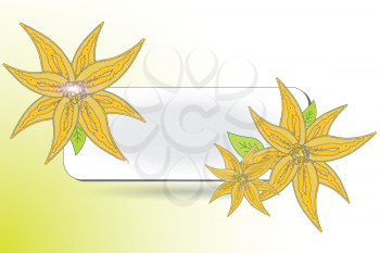 decorative floral banner, abstract vector art illustration, image contains transparency