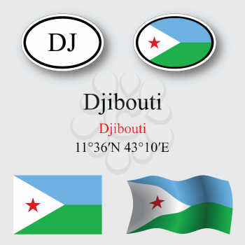 djibouti icons set against gray background, abstract vector art illustration, image contains transparency