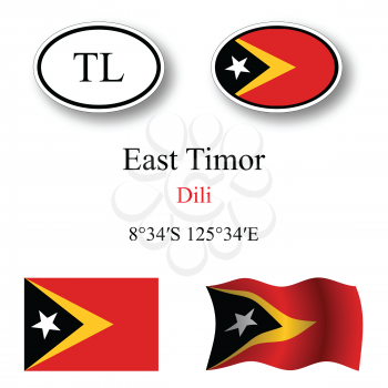 east timor icons set against white background, abstract vector art illustration, image contains transparency