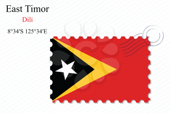 east timor stamp design over stripy background, abstract vector art illustration, image contains transparency