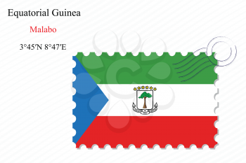 equatorial guinea stamp design over stripy background, abstract vector art illustration, image contains transparency