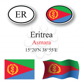 eritrea icons set against white background, abstract vector art illustration, image contains transparency
