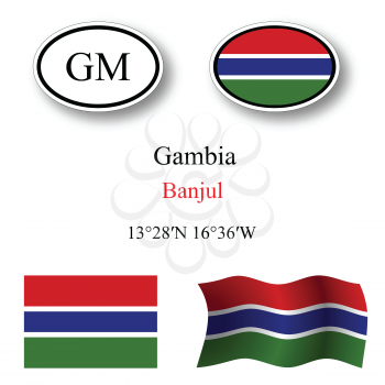 gambia icons set against white background, abstract vector art illustration, image contains transparency