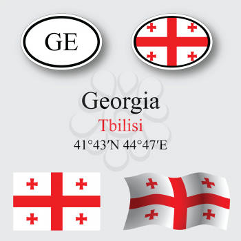 georgia icons set against gray background, abstract vector art illustration, image contains transparency