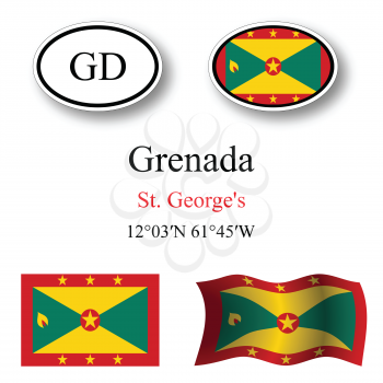 grenada icons set against white background, abstract vector art illustration, image contains transparency