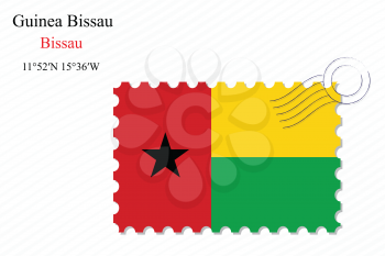 guinea bissau stamp design over stripy background, abstract vector art illustration, image contains transparency