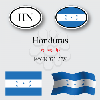 honduras icons set against gray background, abstract vector art illustration, image contains transparency