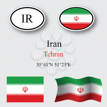 iran icons set against gray background, abstract vector art illustration, image contains transparency