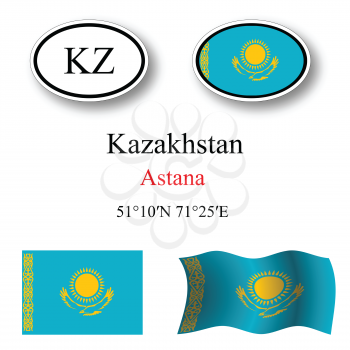 kazakhstan icons set against white background, abstract vector art illustration, image contains transparency