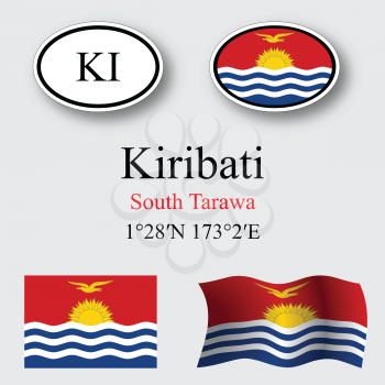 kiribati icons set against gray background, abstract vector art illustration, image contains transparency