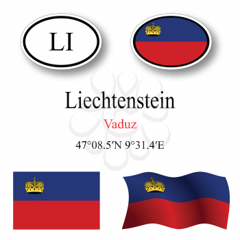 liechtenstein icons set against white background, abstract vector art illustration, image contains transparency