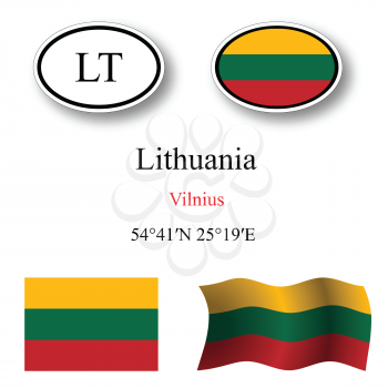 lithuania icons set against white background, abstract vector art illustration, image contains transparency