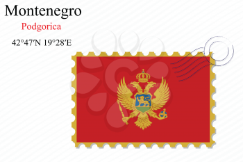 montenegro stamp design over stripy background, abstract vector art illustration, image contains transparency
