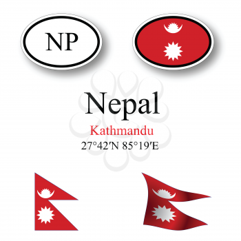 nepal icons set against white background, abstract vector art illustration, image contains transparency