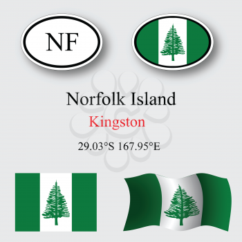norfolk island icons set against gray background, abstract vector art illustration, image contains transparency
