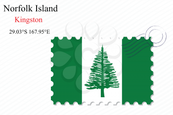 norfolk island stamp design over stripy background, abstract vector art illustration, image contains transparency