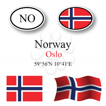 norway icons set against white background, abstract vector art illustration, image contains transparency