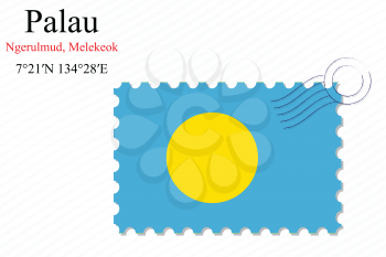 palau stamp design over stripy background, abstract vector art illustration, image contains transparency