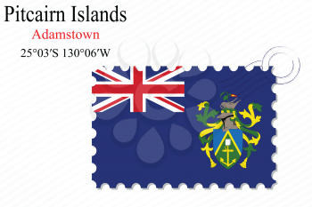 pitcairn islands stamp design over stripy background, abstract vector art illustration, image contains transparency