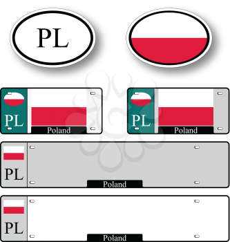 poland auto set against white background, abstract vector art illustration, image contains transparency