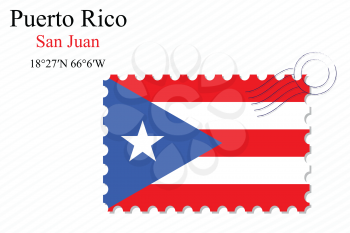 puerto rico stamp design over stripy background, abstract vector art illustration, image contains transparency