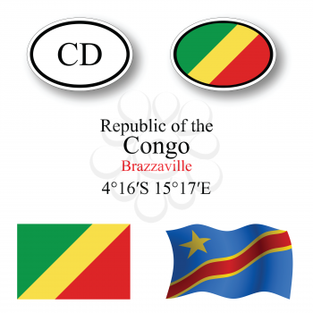 republic of congo icons set against white background, abstract vector art illustration, image contains transparency