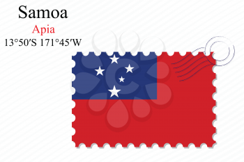 samoa stamp design stamp design over stripy background, abstract vector art illustration, image contains transparency