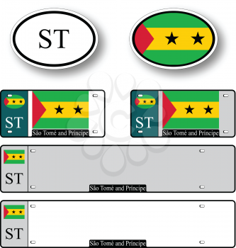 sao tome and principe auto set against white background, abstract vector art illustration, image contains transparency