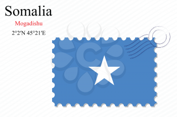 somalia stamp design over stripy background, abstract vector art illustration, image contains transparency