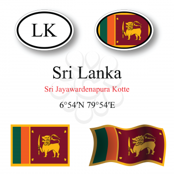 sri lanka icons set against white background, abstract vector art illustration, image contains transparency
