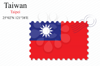 taiwan stamp design over stripy background, abstract vector art illustration, image contains transparency