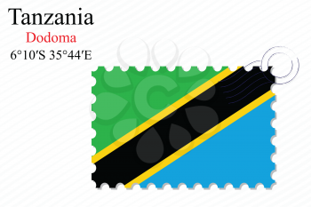 tanzania stamp design over stripy background, abstract vector art illustration, image contains transparency