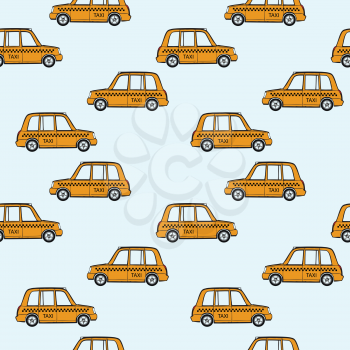 taxi cars pattern, abstract seamless texture, vector art illustration