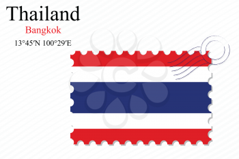 thailand stamp design over stripy background, abstract vector art illustration, image contains transparency