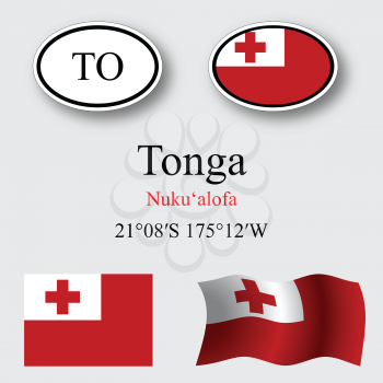 tonga set against gray background, abstract vector art illustration, image contains transparency